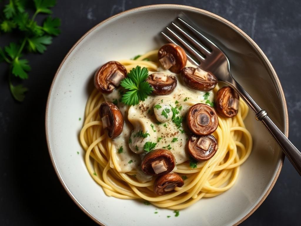 Creamy vegan mushroom pasta
