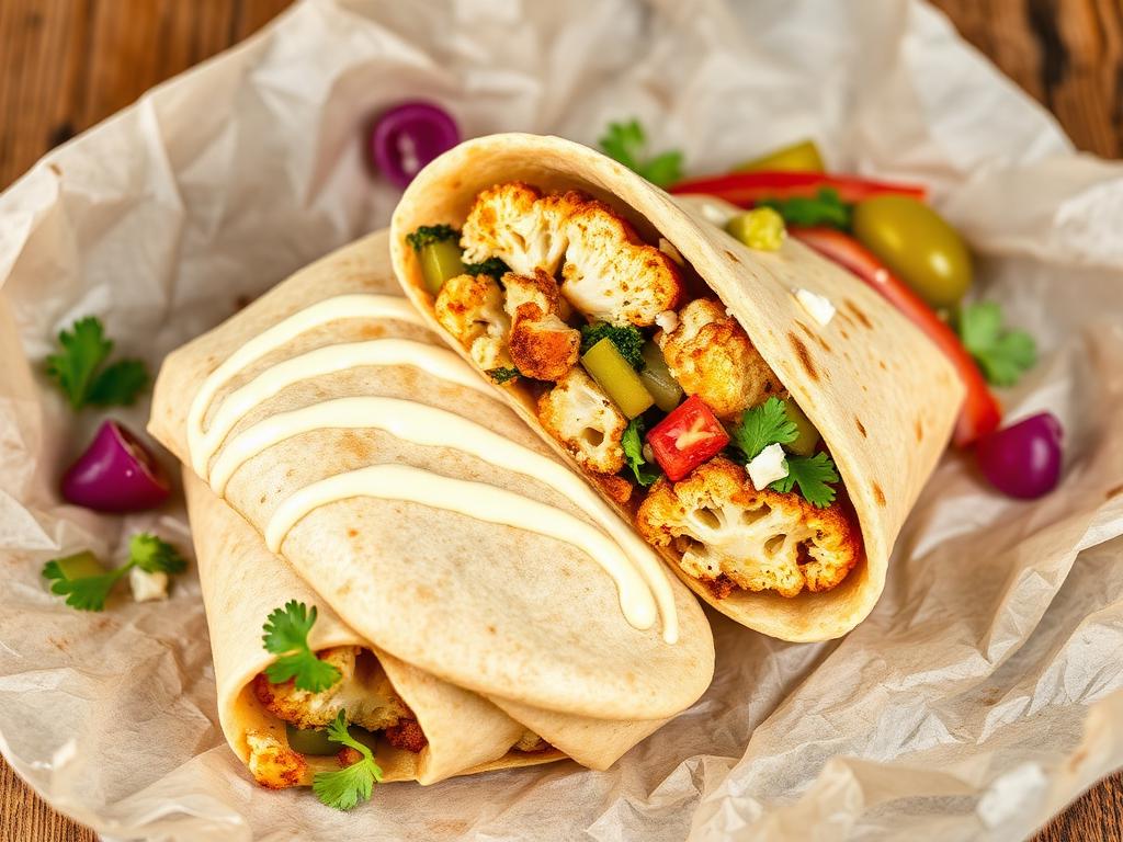 Cauliflower shawarma wrap